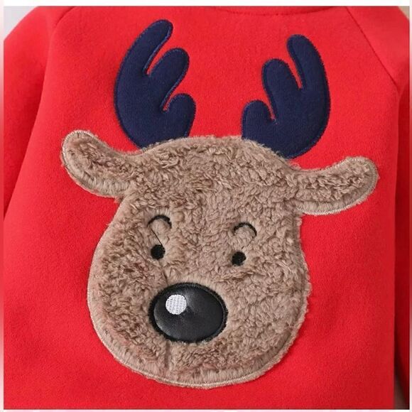 New Born Red Baby Reindeer Jumpsuit Romper Baby Suit - Picture 2 of 2